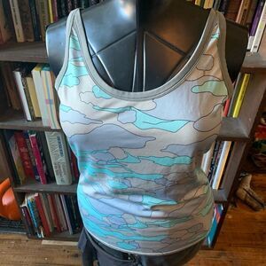 Patagonia teal and gray camo M Athleisure sleeveless gorpcore capilene 1 silkwei
